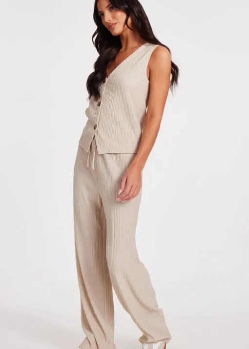 Quiz Stone V Neck Textured Waistcoat