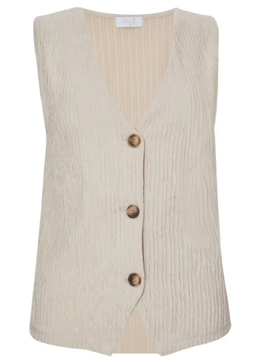 Quiz Stone V Neck Textured Waistcoat