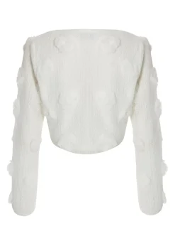 Quiz White Floral Cropped Jacket
