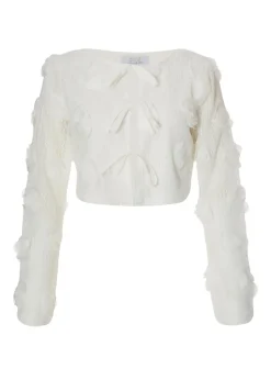 Quiz White Floral Cropped Jacket