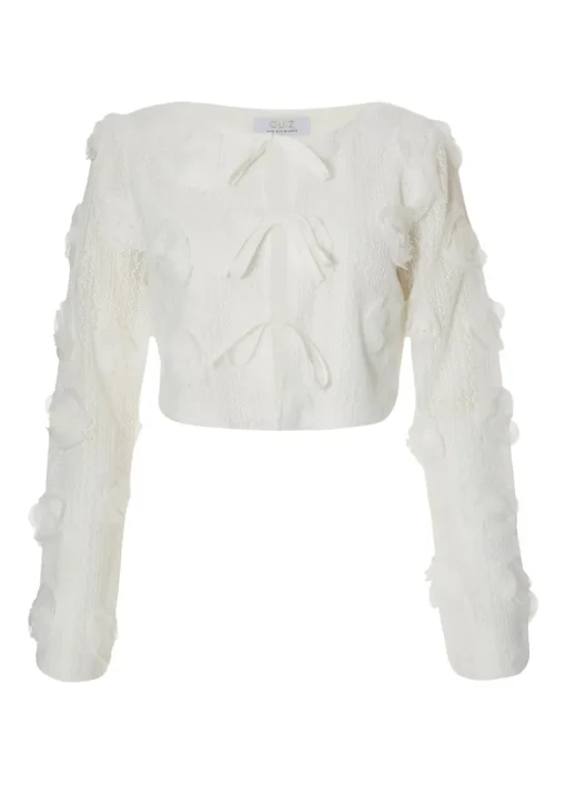 Quiz White Floral Cropped Jacket