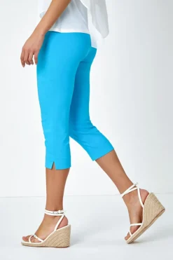 Roman Aquamarine Cropped Stretch Trouser Capri Summer Leggings 3/4 Pedal Pushers