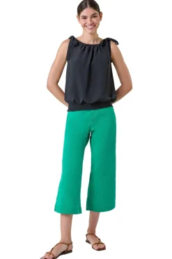 Roman Black Bow Detail Shirred Hem Top