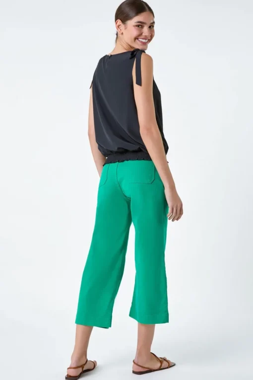 Roman Black Bow Detail Shirred Hem Top