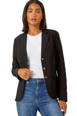 Roman Black Button Detail Stretch Blazer