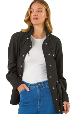 Roman Black Buttoned Safari Jacket