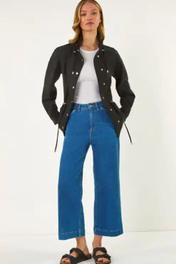 Roman Black Buttoned Safari Jacket