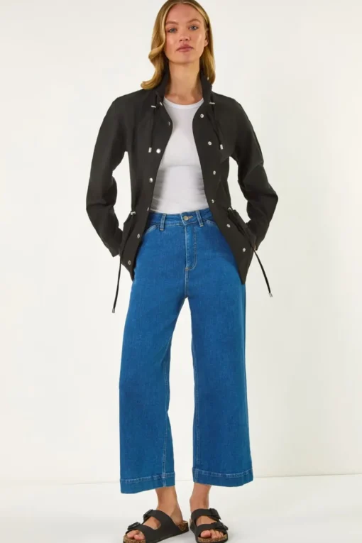 Roman Black Buttoned Safari Jacket