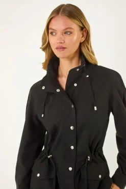 Roman Black Buttoned Safari Jacket