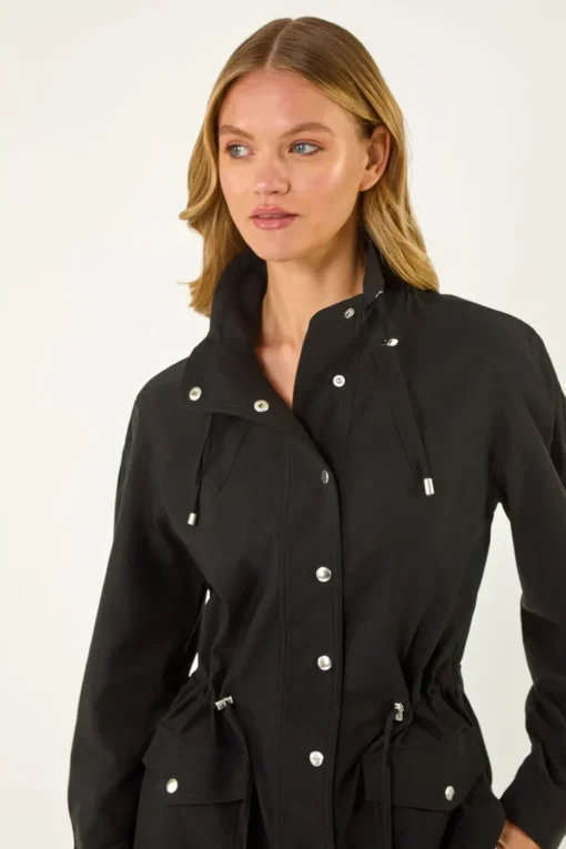 Roman Black Buttoned Safari Jacket