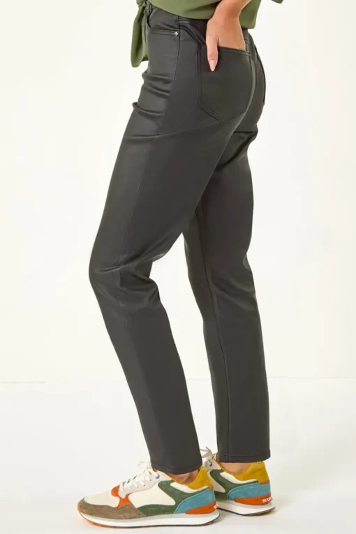 Roman Black Coated Finish Mom Style Jeans
