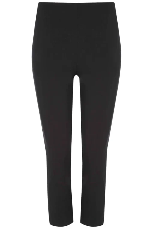 Roman Black Cropped Stretch Trouser Capri Leggings 3/4 Pedal Pushers