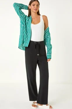 Roman Black Full Length Linen Trousers