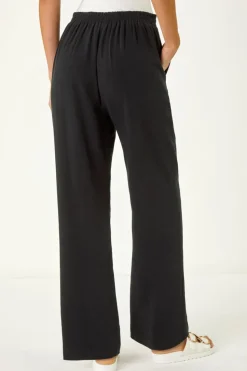 Roman Black Full Length Linen Trousers