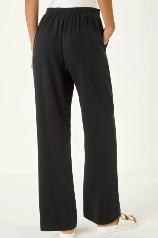 Roman Black Full Length Linen Trousers