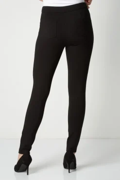 Roman Black Long Leg Zip Detail Stretch Trouser