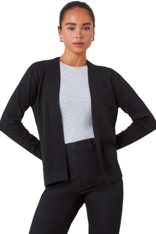 Roman Black Petite Plain Stretch Cardigan