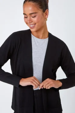 Roman Black Petite Plain Stretch Cardigan