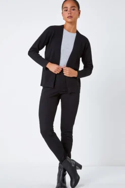 Roman Black Petite Plain Stretch Cardigan