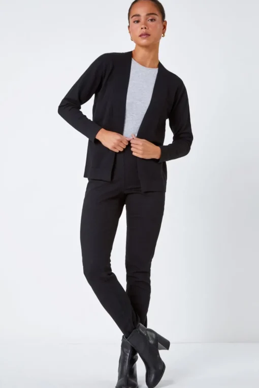 Roman Black Petite Plain Stretch Cardigan