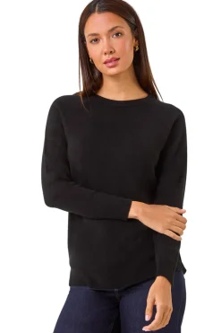 Roman Black Plain Soft Crew Neck Jumper
