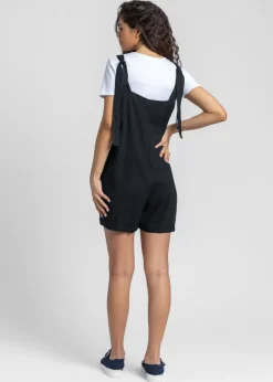 Roman Black Shoulder Tie Cotton Playsuit