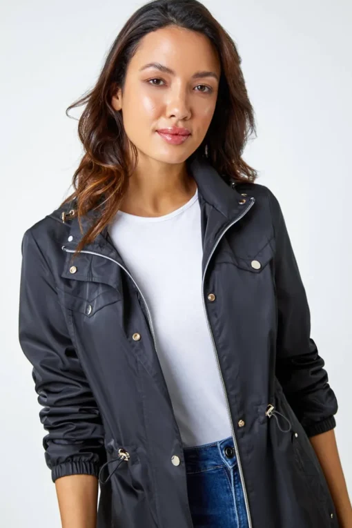 Roman Black Shower Resistant Longline Jacket