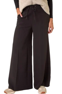 Roman Black Super Stretch Tie Front Wide Leg Trouser