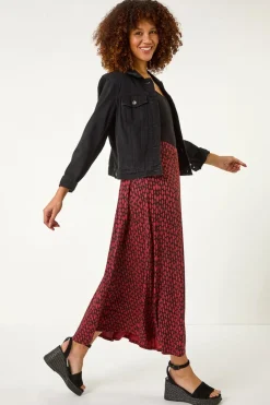 Roman Black Tear Drop Panel Maxi Skirt
