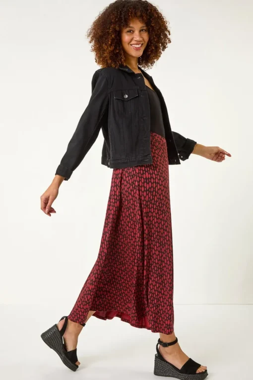 Roman Black Tear Drop Panel Maxi Skirt