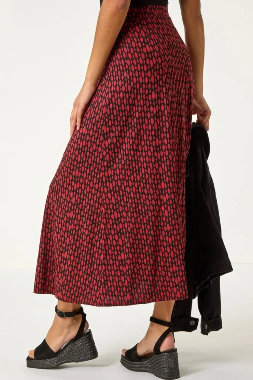 Roman Black Tear Drop Panel Maxi Skirt