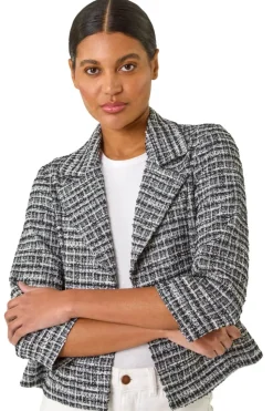 Roman Black Textured Check Blazer