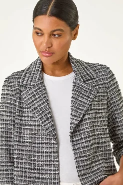 Roman Black Textured Check Blazer