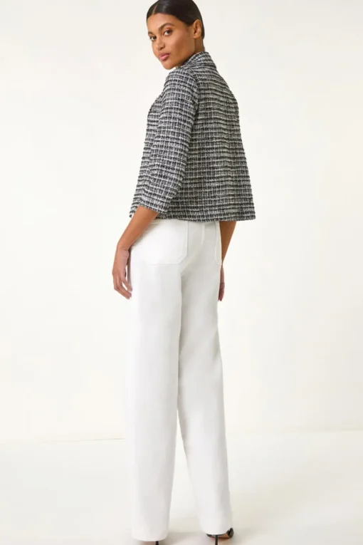 Roman Black Textured Check Blazer