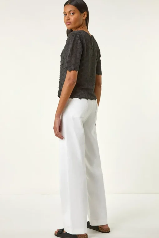 Roman Black Textured Tie Front Shrug