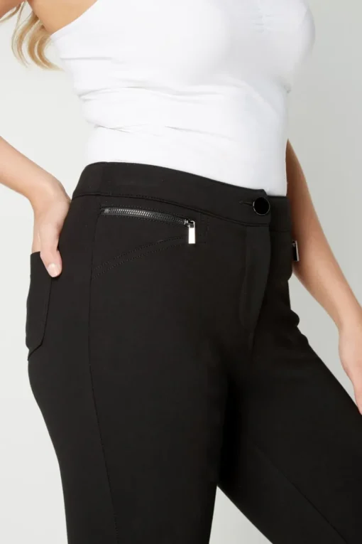 Roman Black Zip Detail Stretch Trouser