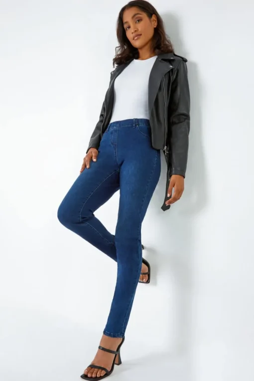 Roman Blue Elastic Waist 31" Denim Stretch Jegging