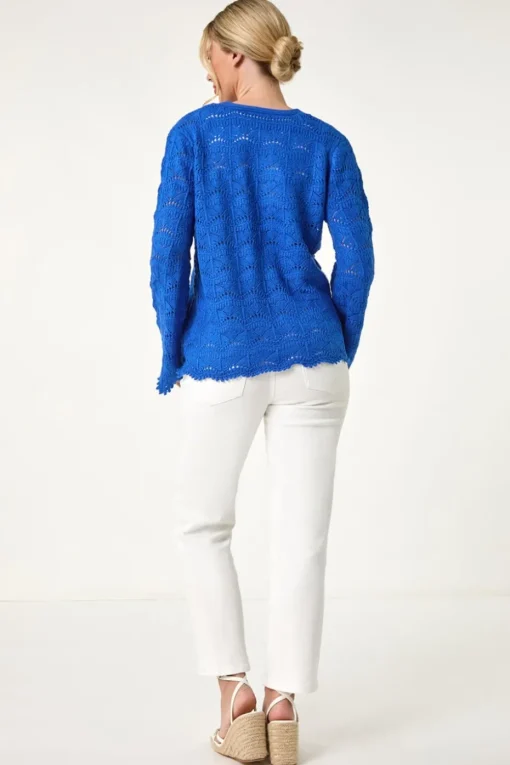 Roman Blue Petite Knitted Tie Cardigan
