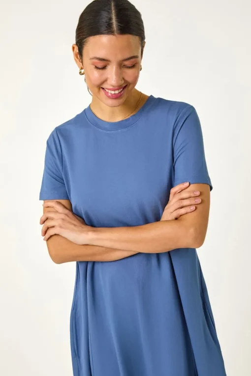Roman Blue Relaxed T-Shirt Jersey Dress