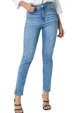 Roman Blue Slim Leg Stretch Mom Jeans