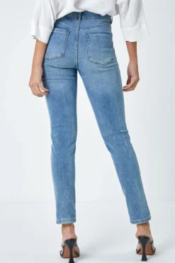 Roman Blue Slim Leg Stretch Mom Jeans