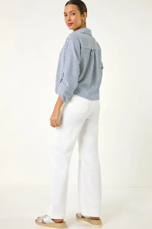 Roman Blue Twisted Hem Striped Shirt