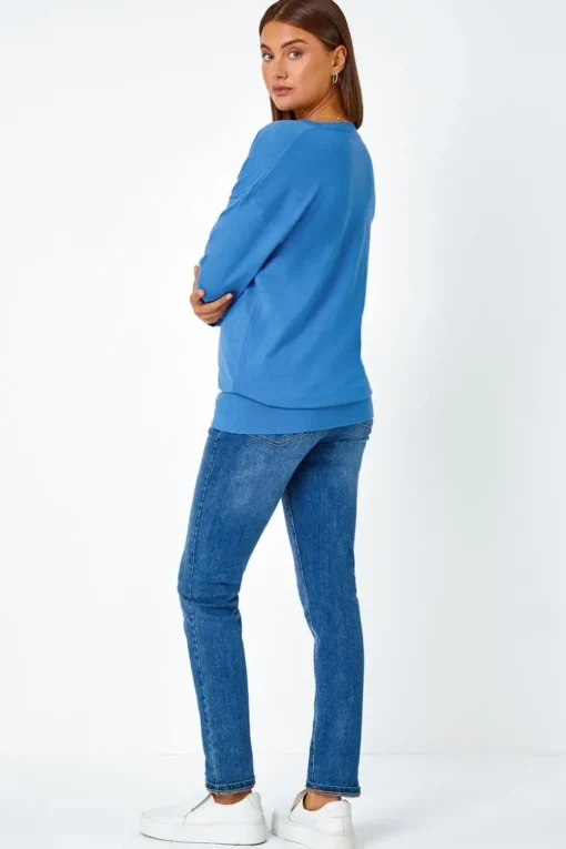 Roman Blue V-Neck Stretch Jumper