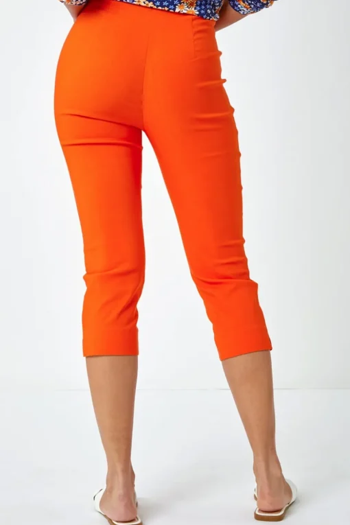 Roman Burnt Orange Cropped Stretch Trouser Capri Summer Leggings 3/4 Pedal Pushers