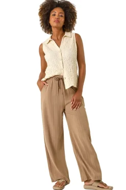 Roman Camel Stripe Linen Blend Trouser
