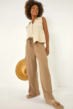 Roman Camel Stripe Linen Blend Trouser