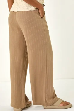 Roman Camel Stripe Linen Blend Trouser