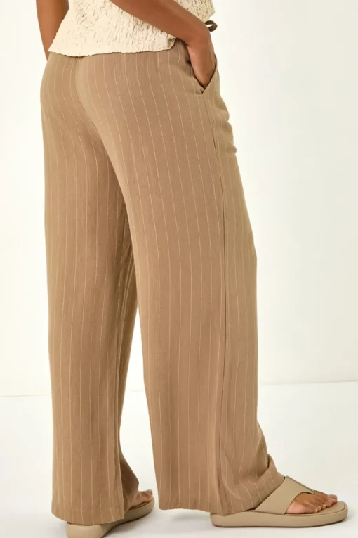 Roman Camel Stripe Linen Blend Trouser