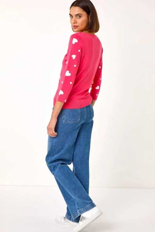 Roman Candy Pink Hotfix Heart Print Knit Jumper