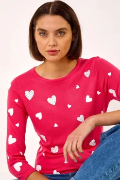Roman Candy Pink Hotfix Heart Print Knit Jumper